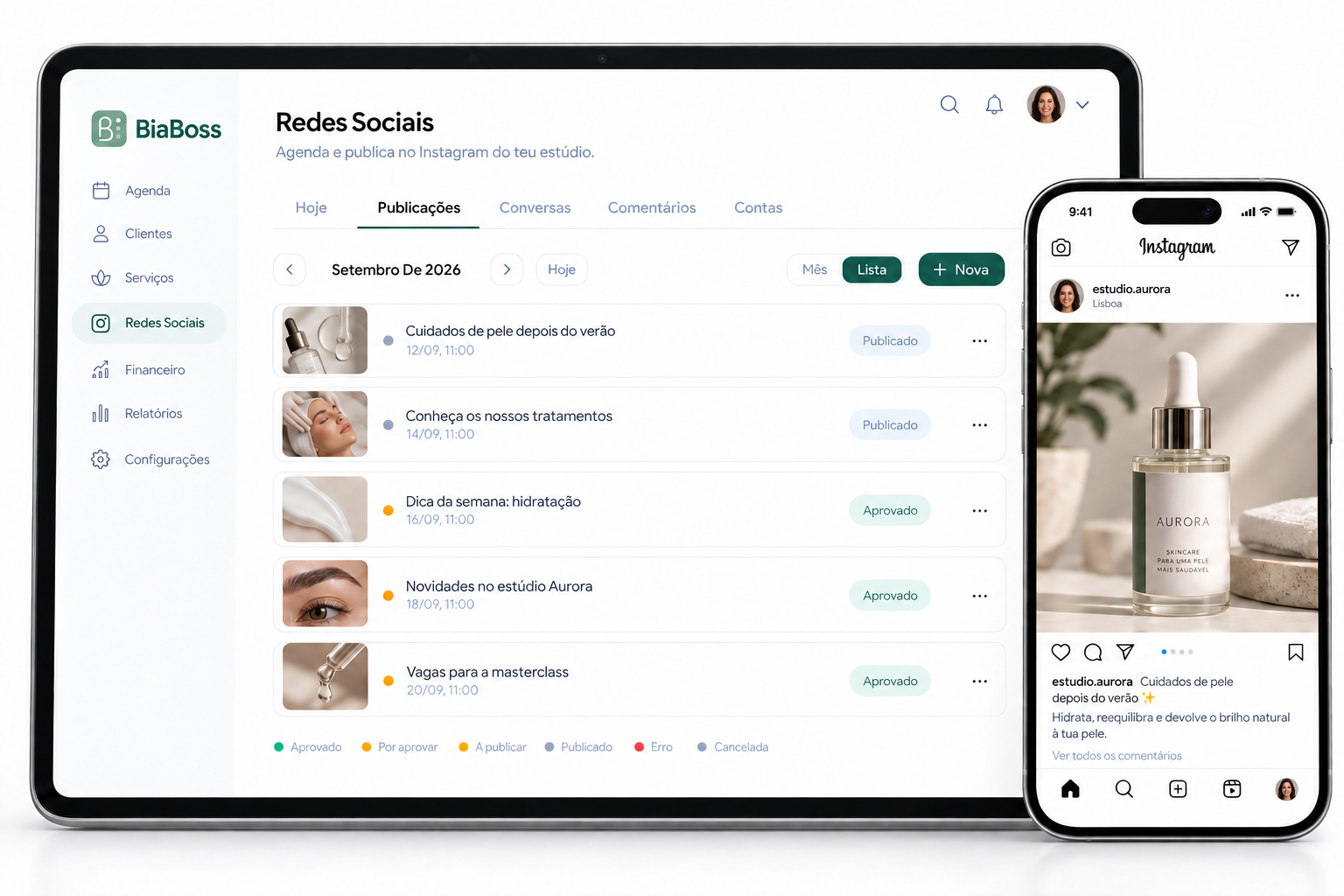 Publicações agendadas e prévia de conteúdo no Instagram